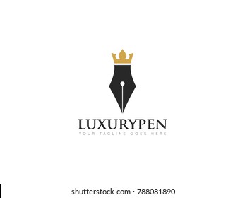 luxury pen concept logo, icon ilustration design template