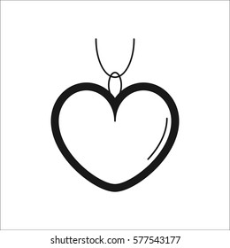 Luxury pendant with heart formed jewel or gem symbol simple silhouette icon on background