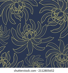 Luxury Peonia wallpaper design vector. Tropical pattern design,Blossom floral, Blooming realistic isolated flowers. Hand drawn. Vector illustration.