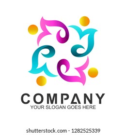 luxury people community logo design,health and care human group icon,lifestyle and yoga logo