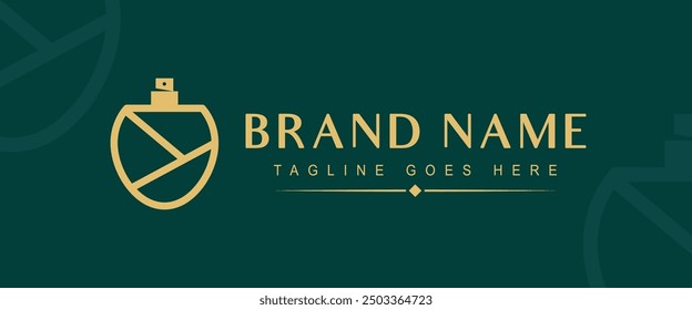 Plantilla de lujo del logotipo de la botella de perfume para los productos cosméticos, y de la belleza