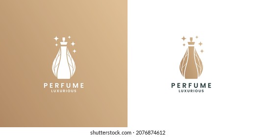 luxury perfume logo design with bottle symbol for cosmetic