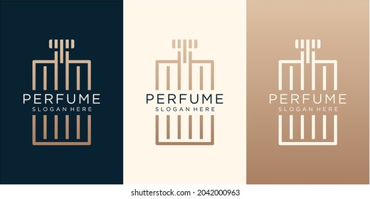 Luxury perfume logo template in line style