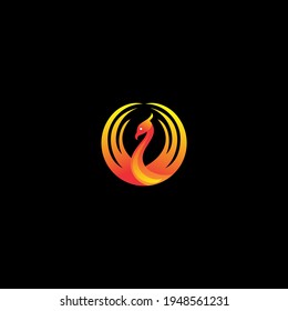 luxury phoenix bird in circle icon logo vector illustration design