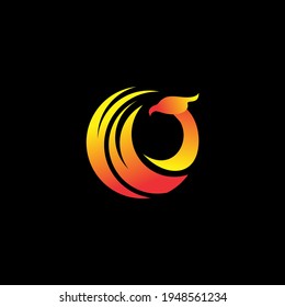 luxury phoenix bird in circle icon logo vector illustration design