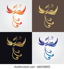 luxury phoenix bird logo