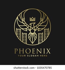 Luxury phoenix building logo template