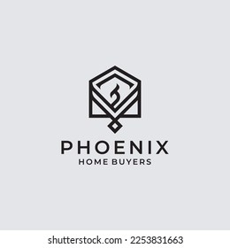 luxury phoenix building logo vector. Creative Phoenix bird logo vector design illustration, real estate logo design.