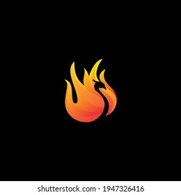 Luxury Phoenix on fire Logo Concept Stock Vector illustration