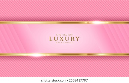 Luxury pink background with abstract curves, pink and gold colors for business and beauty banner