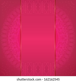 Luxury pink card with an elegant pattern. Place for your text. The idea of  wedding card or invitation