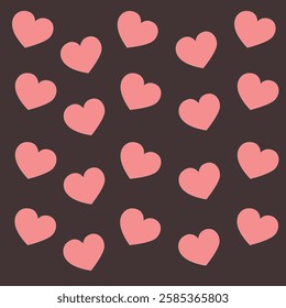 Luxury pink Heart Seamless Pattern on Dark Background 
