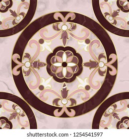 Luxury Pink Marble Mosaic Classic Seamless Pattern