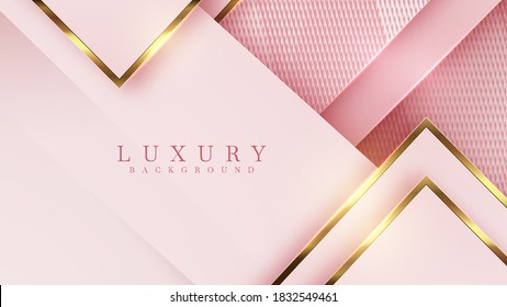 El fondo abstracto rosa pastel de lujo se combina con el elemento de líneas doradas   Ilustración del vector sobre el diseño deluxe de plantilla moderna 