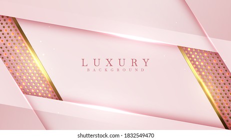 Luxury pink pastel abstract background combine with golden lines element , Illustration from vector about modern template deluxe design.