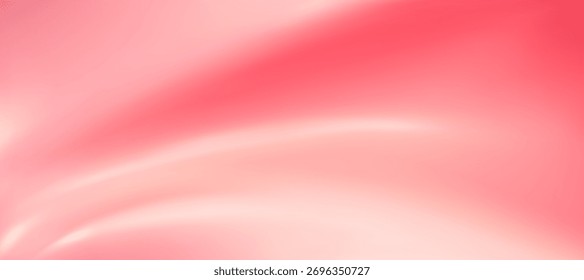 Luxuriöser rosa und pfirsichfarbener Farbverlauf-Hintergrund mit weichen Neonflüssigkeitswellen. Elegante Stoff- oder Papiertextur in Sakura, Blüte, Rosenabstufung. Für Schönheit, Kosmetik, ästhetisches Poster Design. 3D-Vektorbg