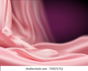 Luxury pink satin background, smooth fabric scene for ads or product display in 3d illustration