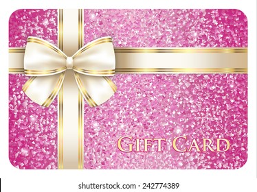 Luxury Pink Shiny Gift Card Composed From Glitters