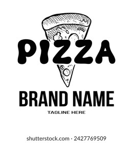 Luxury pizza slice logo Design with White  Background.