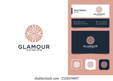 luxury plant circle logo design and business card