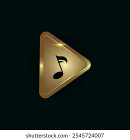 A Luxury playing button vector design and premium Music notes icon in the center design with Musical key symbol on player button