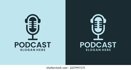 Luxury podcast headphone logo design ideas