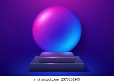 Luxury Podium and 3D Ball, Vector Illustration