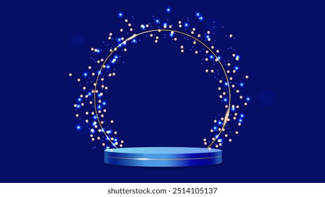 Luxury podium for award ceremony and awards. Design of advertising banners, promotional materials and online store showcase. Vector illustration