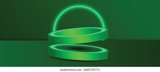Luxury podium in green shinning spot light, can be used in online selling market flyer, product promotion, advertising, discount announcement, easily editable flyer, vector art illustration