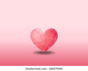 luxury polygon heart in the romantic moment