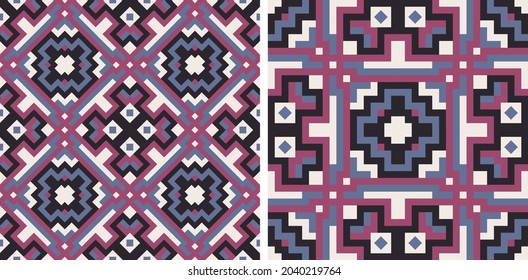 luxury polygonal seamless pattern. two vector images. polygons, stripes, diamonds and squares are arranged in a specific order. 