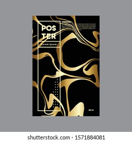 Luxury Poster Template, Marble Liquid Background Vector