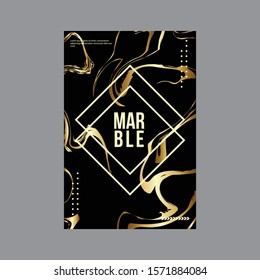 Luxury Poster Template, Marble Liquid Background Vector