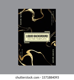 Luxury Poster Template, Marble Liquid Background Vector