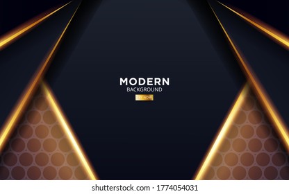 luxury premium abstract black vector background banner, with gold line.Overlap layers with paper effect.Realistic light effect on textured circle background.vector illustration.