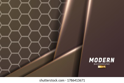 diseño de banner de fondo de vectores de color marrón de alta calidad abstracta.Capas de superposición con efecto de papel.Efecto de luz realista sobre fondo texturizado hexagonal.ilustración vectorial