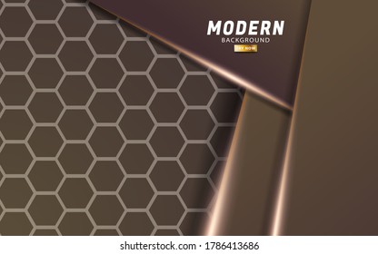 diseño de banner de fondo de vectores de color marrón de alta calidad abstracta.Capas de superposición con efecto de papel.Efecto de luz realista sobre fondo texturizado hexagonal.ilustración vectorial