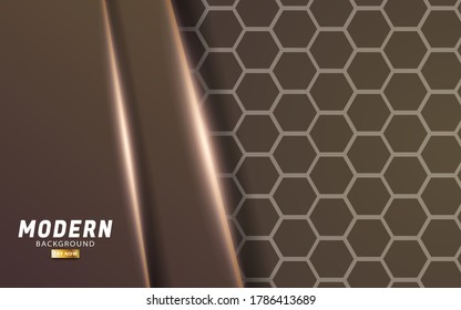 luxury premium abstract brown vector background banner design.Overlap layers with paper effect.Realistic light effect on hexagon textured background.vector illustration.