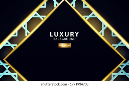 luxuriöser, abstrakter Vektorhintergrund-Banner mit goldener Linie und goldener Rochen, überlappen die Ebene in Papiereffekt auf strukturiertem Geometriemuster,Vektorgrafik.