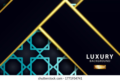 luxury premium abstract vector background banner, with gold line and golden rays, overlap layer in paper effect on geometry pattern textured,vector illustration.