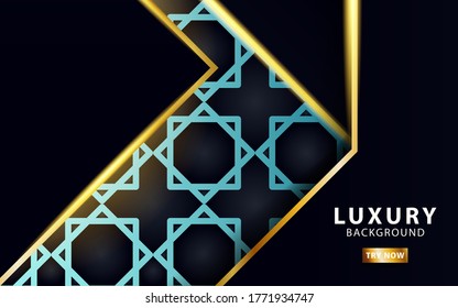 luxury premium abstract vector background banner, with gold line and golden rays, overlap layer in paper effect on geometry pattern textured,vector illustration.