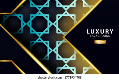 luxury premium abstract vector background banner, with gold line and golden rays, overlap layer in paper effect on geometry pattern textured,vector illustration.