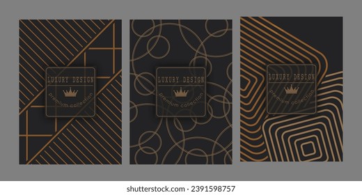 Luxury premium background for covers, interior, packaging. Golden ornament on a dark background. Creative design idea
