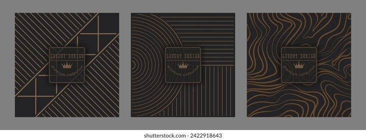 Luxury premium background for covers, interior, packaging. Golden ornament on a dark background. Creative design idea