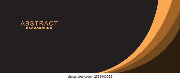 luxury premium black background with orange and gold lines. matt black background with some gold line mix with cream color abstract shapes design. orange abstract wave shape with gold wave line