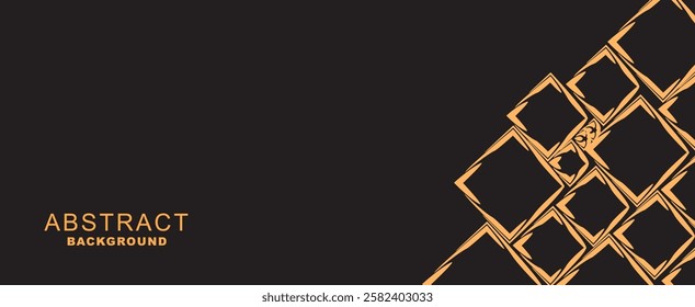 luxury premium black background with orange and gold lines. matt black background with some gold line mix with cream color abstract shapes design. orange abstract wave shape with gold wave line