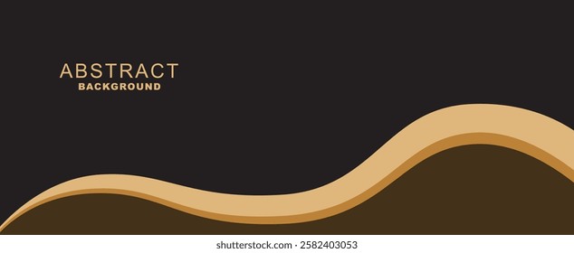 luxury premium black background with orange and gold lines. matt black background with some gold line mix with cream color abstract shapes design. orange abstract wave shape with gold wave line