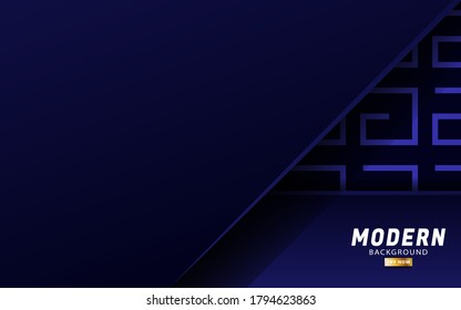 diseño de banner de fondo de pantalla azul premium con línea azul.Superposición de capas con efecto de papel sobre fondo texturado geométrico. Vector de plantilla.