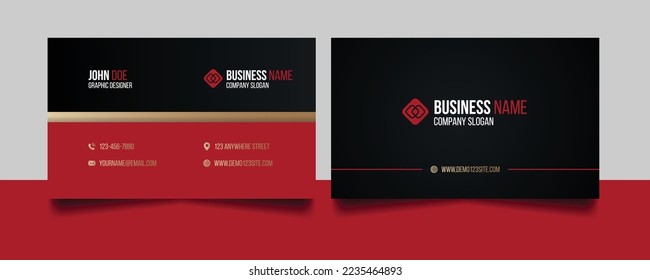 Luxury premium business card template flat vector. Luxury golden gradient modern business card, Professional red, black and gold business card