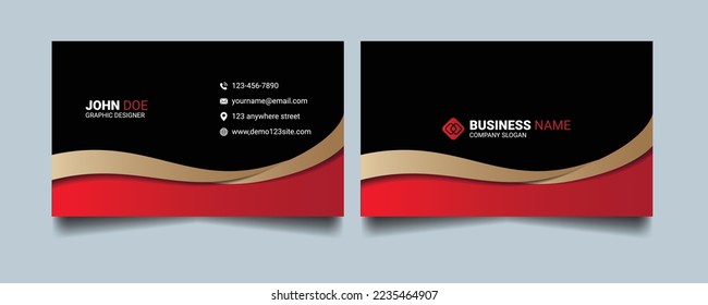 Luxury premium business card template flat vector. Luxury golden gradient modern business card, Professional red, black and gold business card
